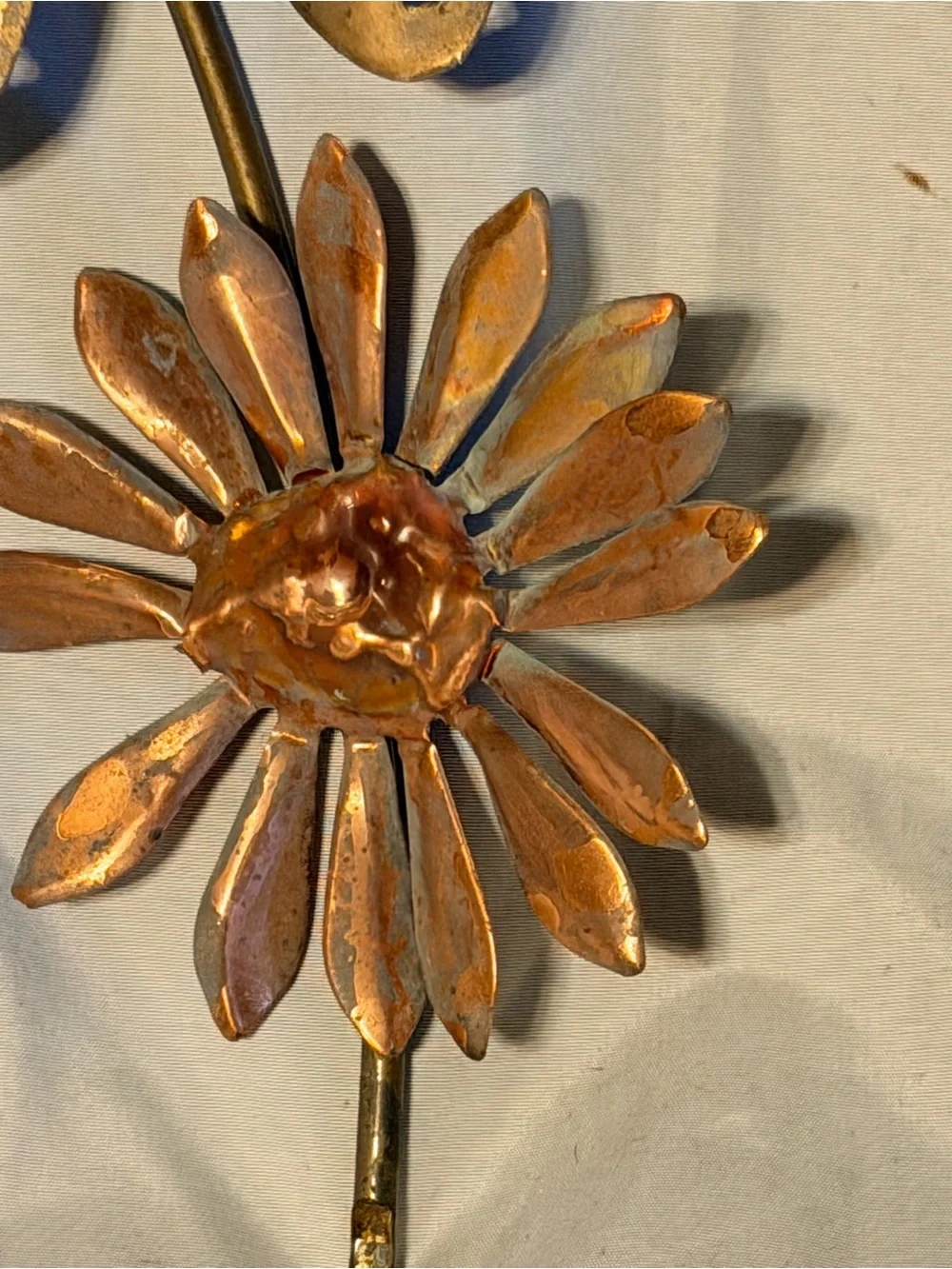 Vintage Style Butterfly Flower Metal Wall Decor Gold Copper Tone 18” Boho